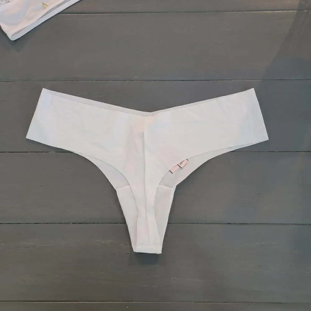 VICTORIA'S SECRET Women's White Low Rise No-show Thong Panty Bottom Size Medium